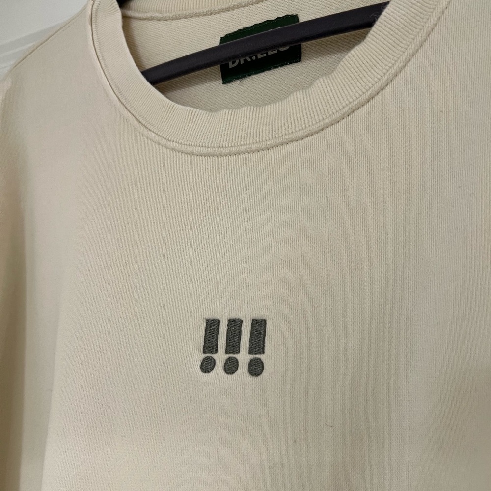 Daily Drills Cream Crewneck Sweater with Ribbed Cuffs